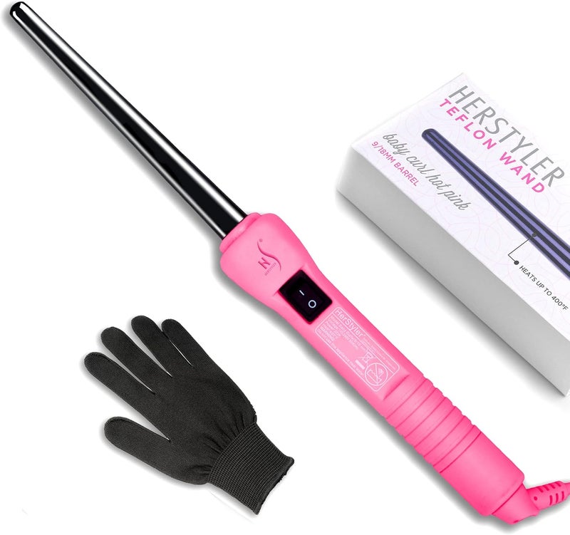 HerStyler Mini Tapered Curling Iron - 1/2 to 3/4 Inch Barrel with Heat-Resistant Glove - Image 1